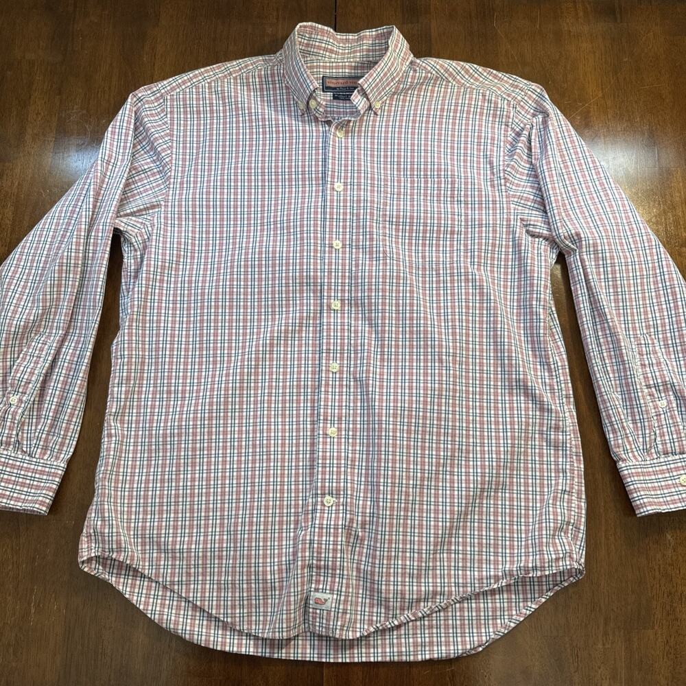 Vineyard Vines Murray Shirt Long Sleeve Button Down Men's XL Pink and Blue